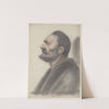 Homme à la barbe courte et aux cheveux frisés, la tête légèrement relevée, de profil à gauche by Nicolas Lagneau