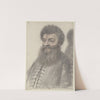 Homme à large barbe en éventail et aux cheveux frisés, portant une veste à brandebourgs, de trois quarts à gauche by Nicolas Lagneau