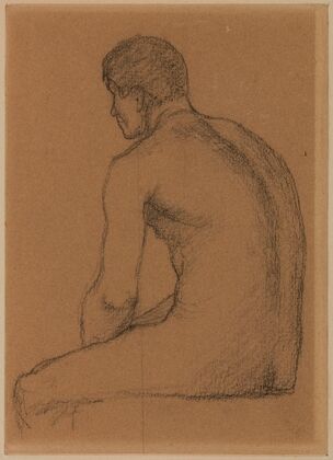 Homme assis nu, de dos