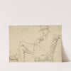 Homme assis sur un banc, de profil vers la gauche et portant des sabots by Arthur-Joseph Gueniot
