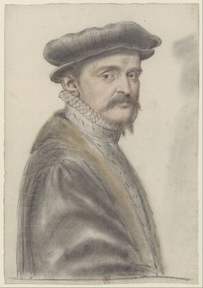 Homme coiffé d’une toque, de trois-quarts à droite