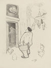 Homme dans la rue parlant avec une femme à son balcon (1895-1900)