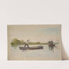Homme dirigeant une péniche sur un fleuve by Jeanne Jegou-Cadart