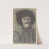 Homme moustachu, portant un bonnet bordé de fourrure, vu de face by Nicolas Lagneau