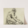 Homme nu acccroupi, de profil vers la droite, le visage de trois-quarts caché by Arthur-Joseph Gueniot