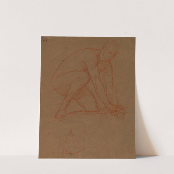Homme nu accroupi et étude de carrelet by Pierre Puvis de Chavannes