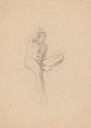 Homme nu, assis