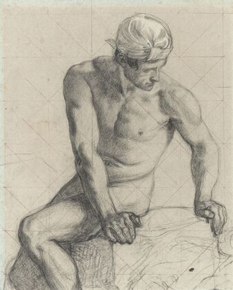Homme nu assis, coiffÃ© d’un turban