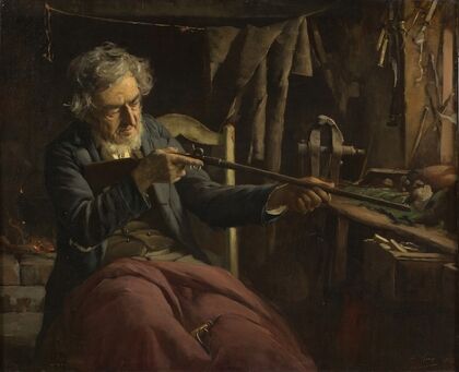 Homme réparant un fusil (1885)