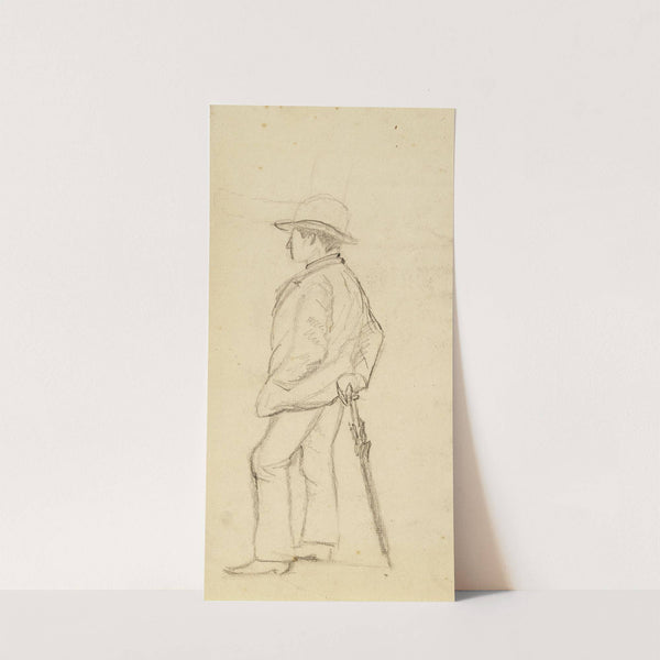 Homme vu de dos s&#8217;appuyant sur un parapluie by Arthur-Joseph Gueniot