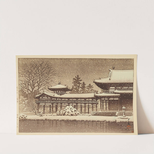 Hoodo no bosetsu (Evening snow at Phoenix Hall) (1951) by Kawase Hasui