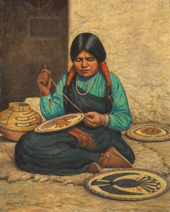 Hopi Woman Weaving Plaques