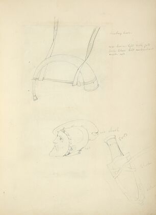 Horn, a man’s head, and a knife in a sheath