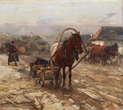 Horse And Cart On The Village Street