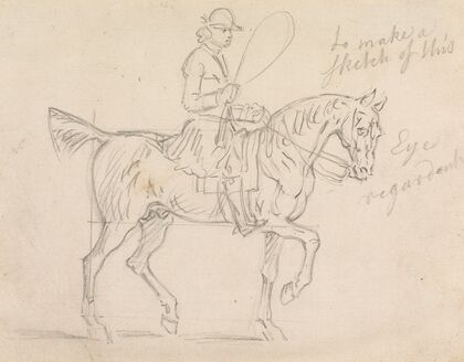 Horse and Rider Walking to Right