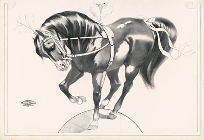 Horse balancing on sphere (1900) — size preview