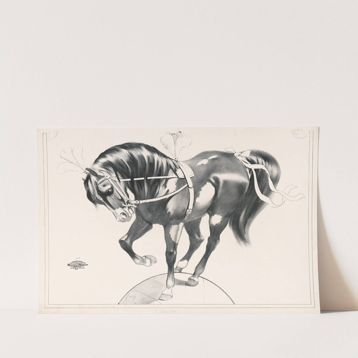 Horse balancing on sphere (1900) by Russell, Morgan &amp; Co.