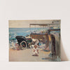 Horse-drawn Carriage and Child on the Beach by José Navarro y Llorens