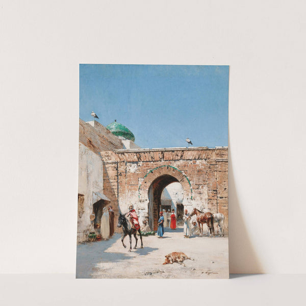 Horseman At The Door Of A North-African Town by Victor Huguet