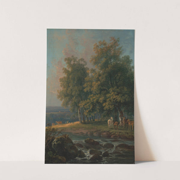 Horses and Cattle by a River by George Barret
