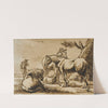 Horses, Goat and a Man by Dirck Stoop