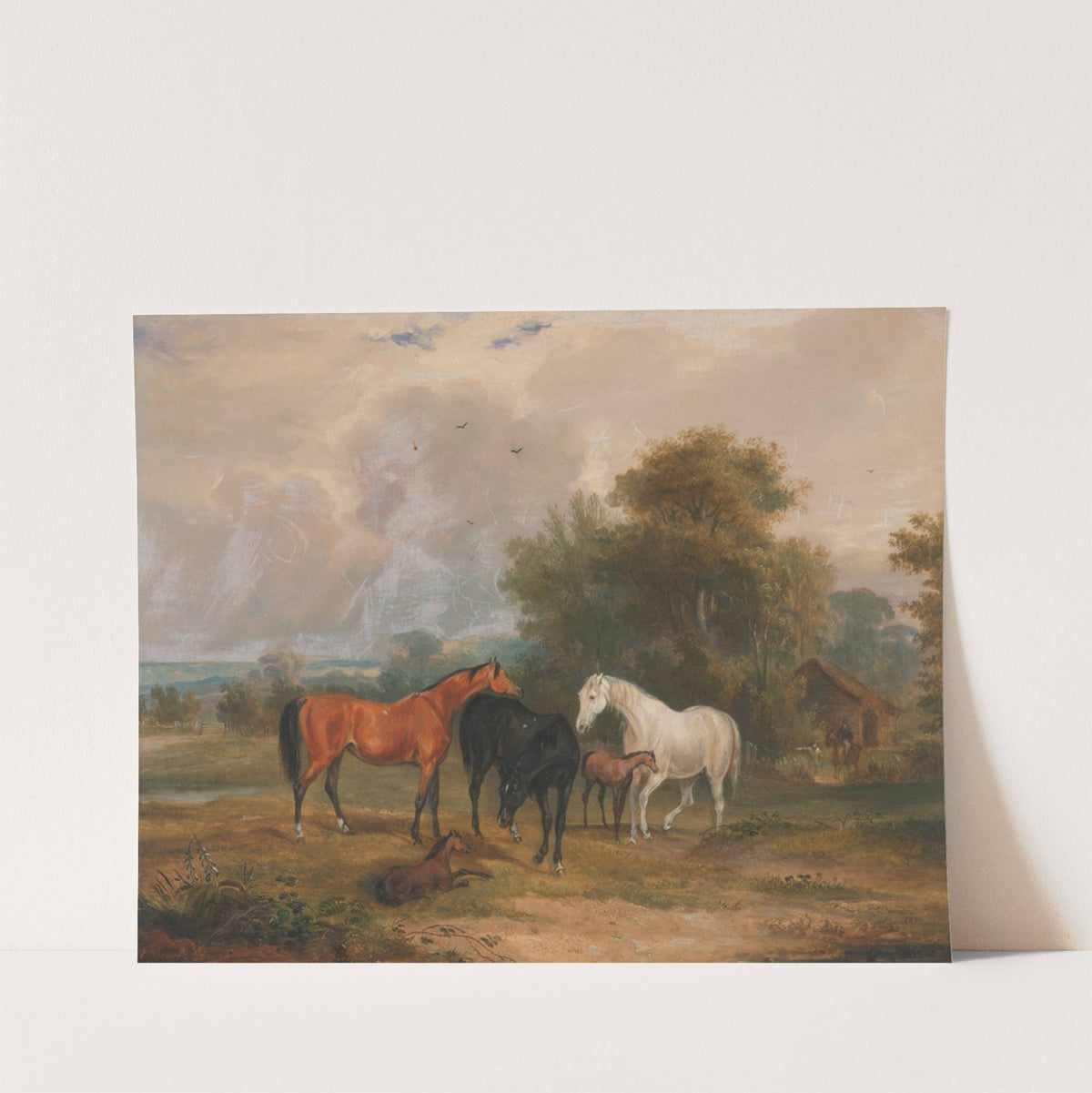 Horses Grazing; Mares and Foals in a Field by Francis Calcraft Turner