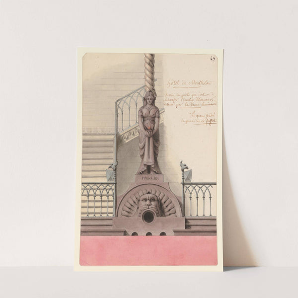 Hôtel de Montholon. Dessin du poële qui doit échaufer l’escalier d’honneur ; Eclairé par la Diane lumineuse (1786) by Jean Jacques Lequeu
