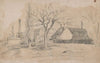 House and factories as seen on the edge of a community (1849)