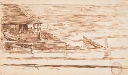House at a Railing with Beached Dories (1881)