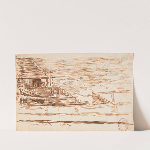 House at a Railing with Beached Dories (1881) by Winslow Homer