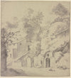Houses in front of a cliff
