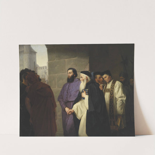 Hugh Latimer und Nicholas Ridley auf ihrem Gang zum Scheiterhaufen by Hermann Schweder