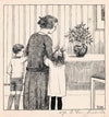 Huib, Zus en Moes kijken naar een boeket met hulst (1924)