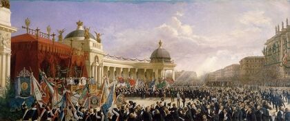 Huldigung der Sänger Österreichs an das Kaiserpaar am 27. April 1879