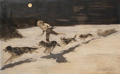‘Huskie’ Dogs on the Frozen Highway (Talking Musquash) (1892)