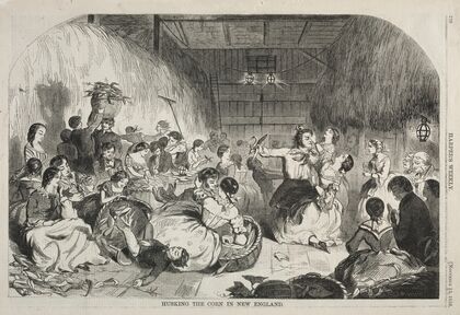 Husking the Corn in New England (1858)