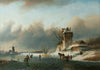 Ice skaters on a canal