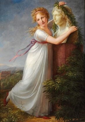 Ida Brun garlanding her mother’s bust