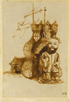 Idole chinoise devant un temple à pavillons bulbeux1837