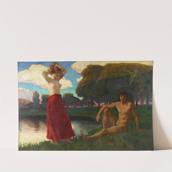 Idyll (Männlicher und weiblicher Halbakt in der Landschaft) by Ludwig von Hofmann