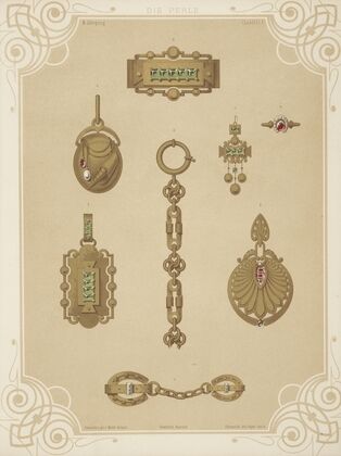 Ii Jahrgang (Liefr. I) 3. [Seventeen Designs For Jewelry, Including Brooch With Question Mark.]