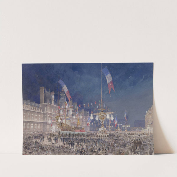 Illuminations de l’Hôtel de Ville lors de la fête nocturne sur la place. Fêtes Franco-Russes à Paris, le 19 octobre 1893 (1915-1945) by Fédor Hoffbauer