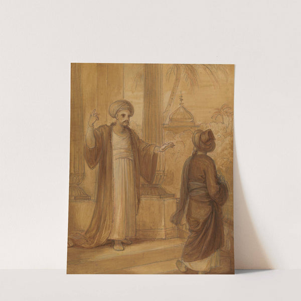 Illustration for an Eastern Romance, possibly &#039;The Arabian Nights&#039;, with Two Male Figures Standing by Robert Smirke