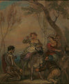 Illustration for Don Quixote (with figures on a donkey)