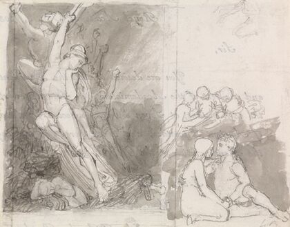 Illustration to Milton’s Paradise Lost; Adam and Eve Guarded by the Angels