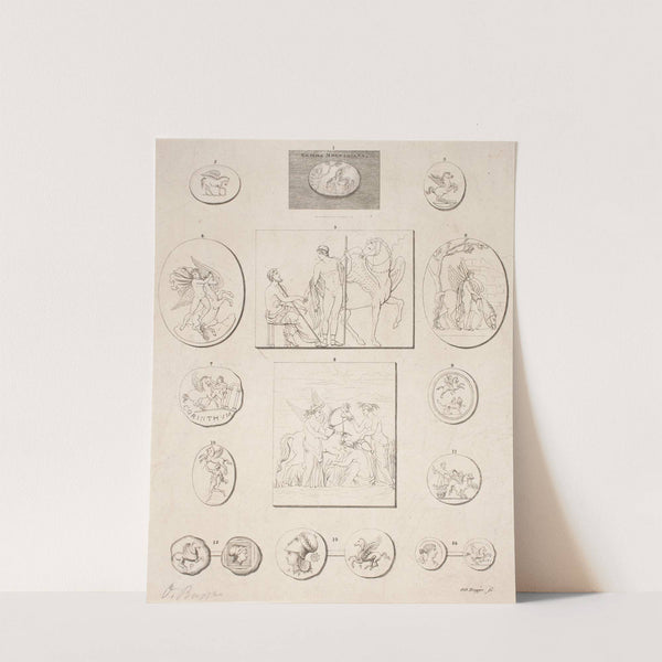 Illustrationstavle med antike mønster og relieffer by Oluf Olufsen Bagge