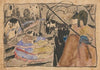 Ilustracja do bajki z dwiema damami w krynolinach (1908)
