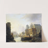 Imaginary View of a Riverside Town with Aachen Cathedral by Kasparus Karsen