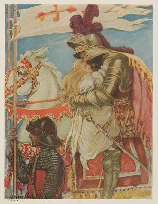 In an instant she was on the saddle, and clasped in his great strong arms