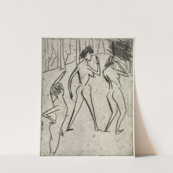 In den Wald schreitende Badende (1910) by Ernst Ludwig Kirchner